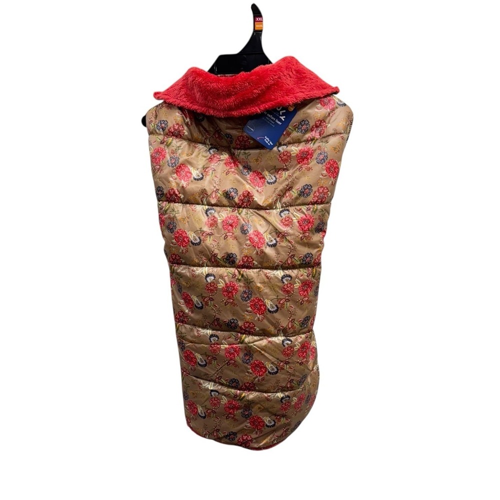 YOULY Size L/XL (17"- 24") Floral Reversible Cozy Puffer Vest Dog Jacket NWT‎